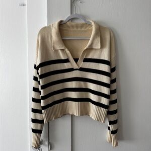 Cider Stripe Collar Knit Polo Sweater